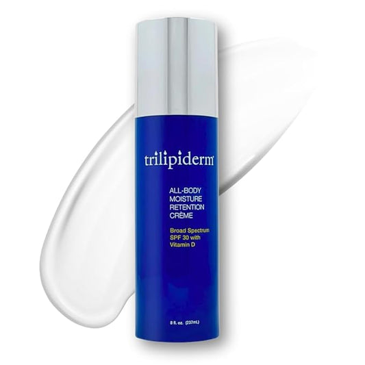 Trilipiderm All-Body Moisture Retention Crème with SPF 30, Vitamin D - 8oz Airless Pump Sunscreen-BrightBean Baby