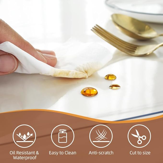 Warmstar Clear Table Cover Protector 12 x 36 Inch,1.5mm Thick Plastic Table Cover Rectangle,PVC Clear Table Protector,Desk Protector Mat for Kitchen, Dresser, Writing Desk，Dining Room Table