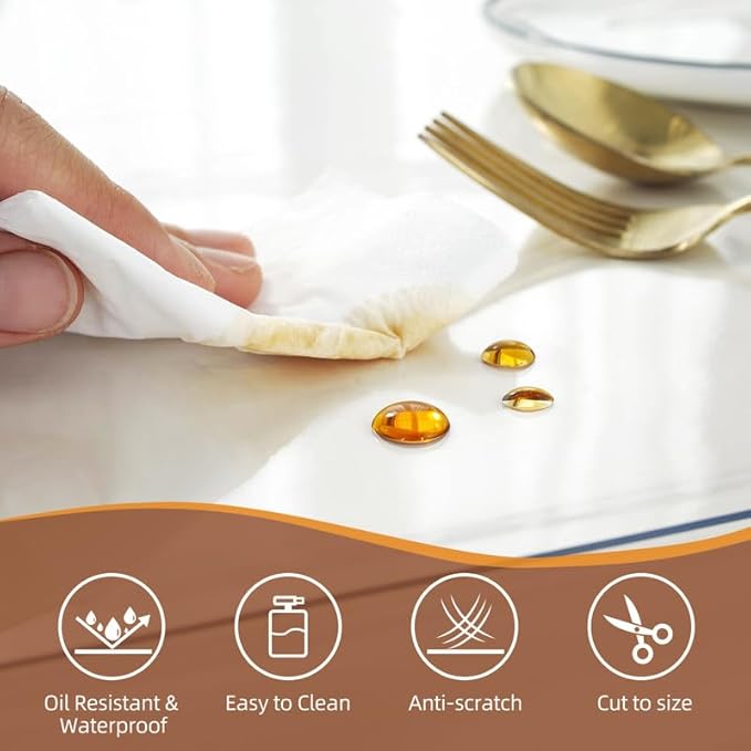 Warmstar Clear Table Cover Protector 20 x 60 Inch,1.5mm Thick Plastic Table Cover Rectangle,PVC Clear Table Protector,Desk Protector Mat for Kitchen, Dresser, Writing Desk，Dining Room Table