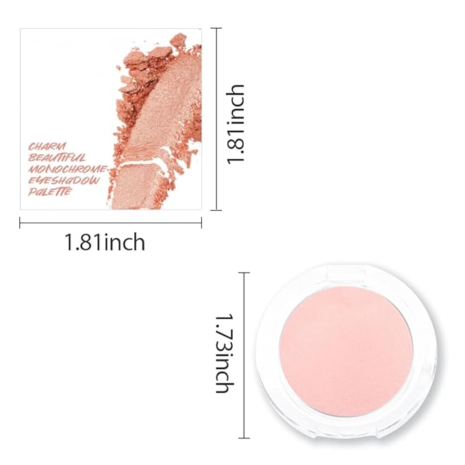 Single Mini Pressed Eyeshadow Makeup Palette, Nude Pink Sparkle Shimmer Glitter Monochrome Cream Eye shadows Palette Brightener Makeup for Older Women, Pigmented Waterproof 01#-BrightBean Baby