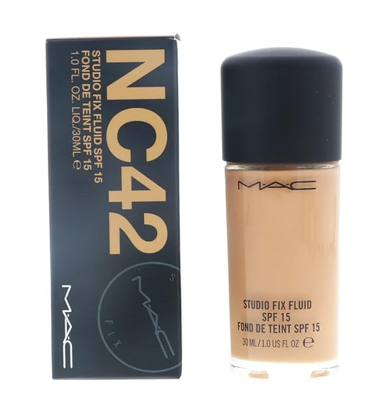 MAC Studio Fix Fluid Foundation SPF5, NC42, 1 Count, 1 Ounce-BrightBean Baby