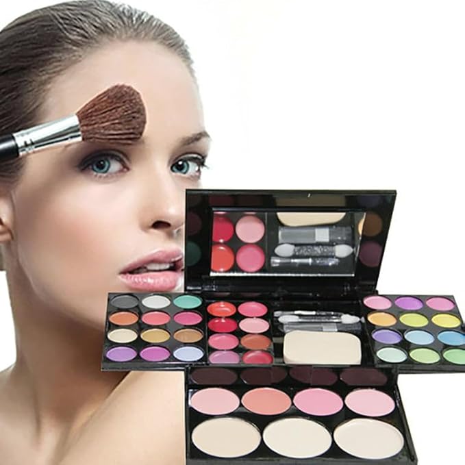 Ladies vegan girl makeup kits all in one box set cosmetic Eye shadow Palette matte gift makeup kit full blush makeup set (Multi Colored)-BrightBean Baby