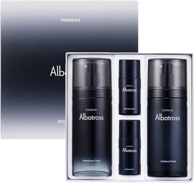 CHARMZONE Albatross Skincare for Men Aftershave Toner and Emulsion Set Father's Day Gift Set Hydrating Moisturizing Nourishing Toner+ Fluid + Travel size Total of 10.5 fl.oz-BrightBean Baby