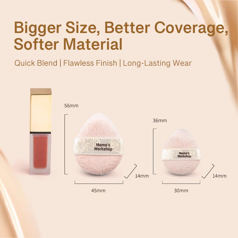 Pink Velvet Powder Puffs, Laser-Cut Rose Design, Dual-Sided, Travel Size & Wide M Size for Pressed Powder, Blush & Contour,5pcs Plush Puffs & Storage Case-BrightBean Baby