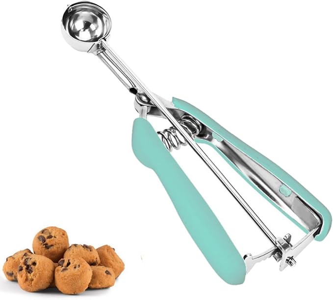 Extra Mini Cookie Scoop for Baking, 1 tsp / 5 ml Cookie Scooper, 18/8 Stainless Steel Cookie Scooper for Baking, Cookie Dough Scoop with Non-slip Grip (Mint)