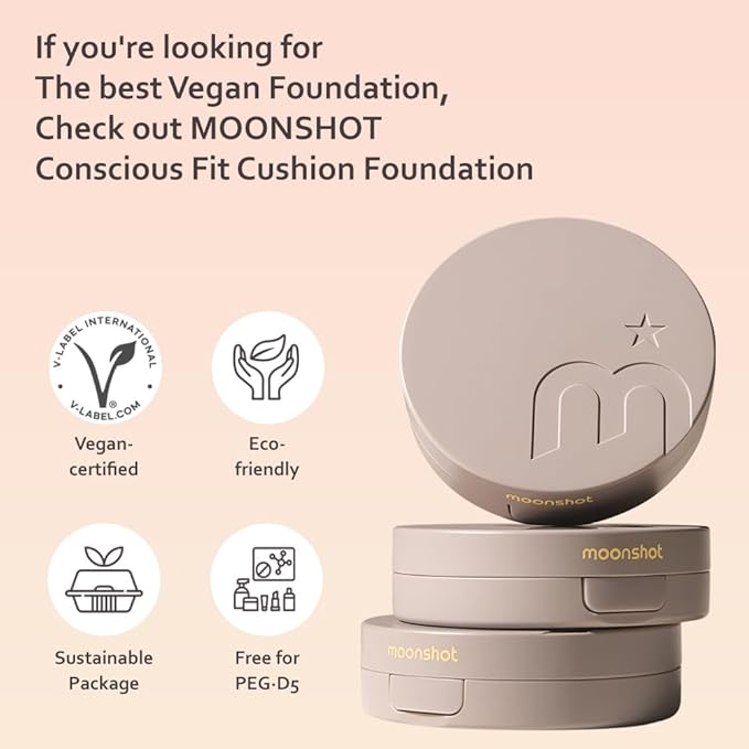 MOONSHOT KOREA Conscious Fit Cushion Foundation Flawless Coverage,Glass skin,Long-Lasting, Lightweight, Buildable Coverage,k-beauty (21N Cosmic Vanilla, [refill] Conscious Fit Cushion)-BrightBean Baby