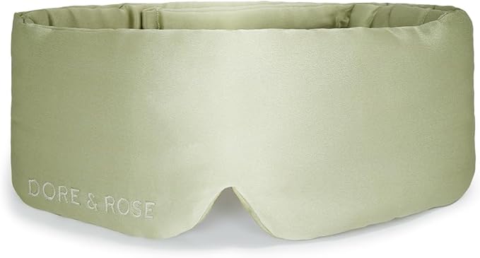 Dore & Rose Deep Sleep Mask Light Blocking, 23 Momme Mulberry Silk Eye Mask, Ultra Soft, Adjustable - Travel Sleeping Mask for Men & Women - Olive-BrightBean Baby