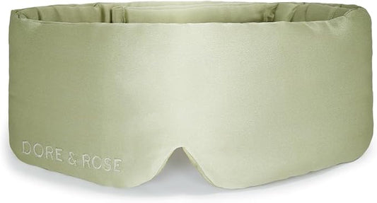 Dore & Rose Deep Sleep Mask Light Blocking, 23 Momme Mulberry Silk Eye Mask, Ultra Soft, Adjustable - Travel Sleeping Mask for Men & Women - Olive-BrightBean Baby
