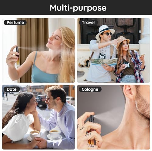 Segbeauty Travel Perfume Bottle, 10pcs 10ML Empty Refillable Glass Perfume Atomizer, 0.34oz Portable Cologne Dispenser Spray Bottle Travel Size Sample Bottles Sprayer Perfume Making Kit Gradient Amber-BrightBean Baby