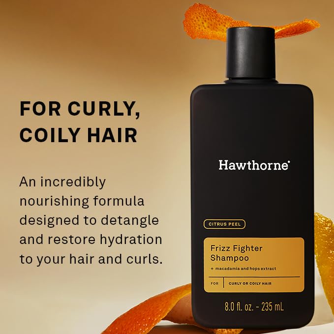 Hawthorne Frizz Fighter Shampoo for Curly Hair with Shea Butter, Macadamia, and Coconut Oil. Hydrate Hair and Tame Frizz. Sulfate Free, Paraben Free. 8 Fl. Oz. 2-Pack.-BrightBean Baby