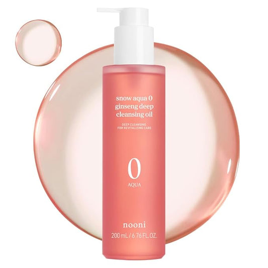 NOONI Facial Cleanser - Snow Aqua 0 Ginseng Deep Cleansing Oil | Makeup Blackhead Remover, Pore Care Control, Glass Skin, Helps Control Sebum, Revitalizing Care, 6.76 FL.Oz (200 ml)-BrightBean Baby