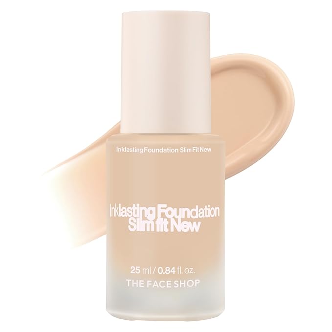 THE FACE SHOP Ink Lasting Liquid Foundation, Full Coverage, 72‑Hour Wear Semi‑Matte Finish, Makeup with Bakuchiol, W130 Warm Beige, 0.84 Fl. Oz.-BrightBean Baby