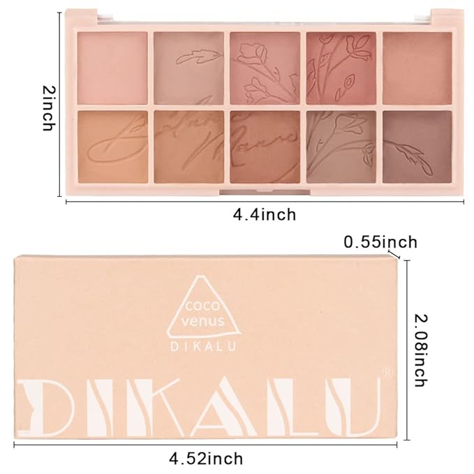 evpct 10 Colors Matte Nude Eye Shadow Palette Makeup for Older Women, Nude Brown Pink Cocoa Taupe Mauve Neutral Matte Cream Smokey Mini Eyeshadow Palette for Blue Green Eyes, Contour Makeup Palettes 6-BrightBean Baby