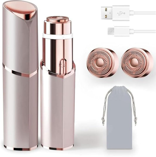 Facial Hair Removal for Women, Portable Lady Shaver, Rechargeable Painless Hair Remover for Face, Upper Lips, Chin, Peach Fuzz