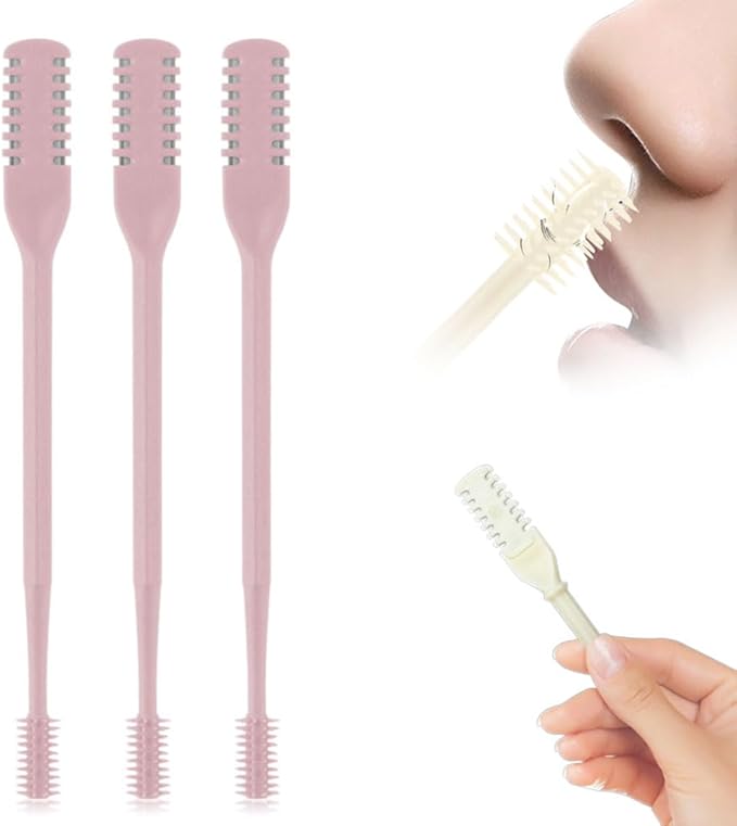 Nasal Hair Cutter, 2025 Upgraded Double Sided Noses Hairs Knife, 360° Rotating Portable Manual Nose Hair Trimmer, Noses Hairs Remover for Women Men Travel Essentials (Pink, 3 Pcs)-BrightBean Baby