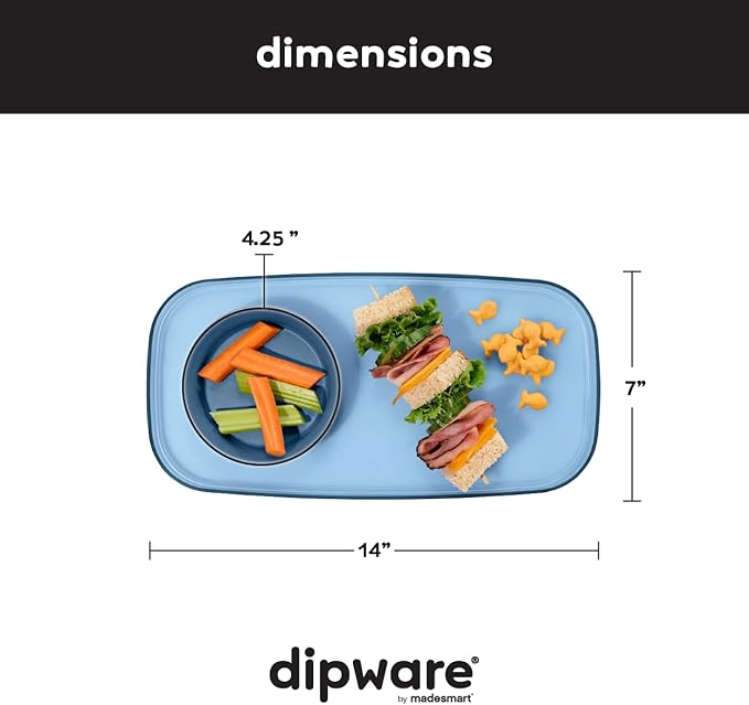 madesmart dipware Small Serving Plate, Collapsible & Removable Dip Bowl for Salsa, Queso, Sald, Olives, Premium Dishwasher & Microwave Safe, Multipurpose Plate & Bowl, Blue