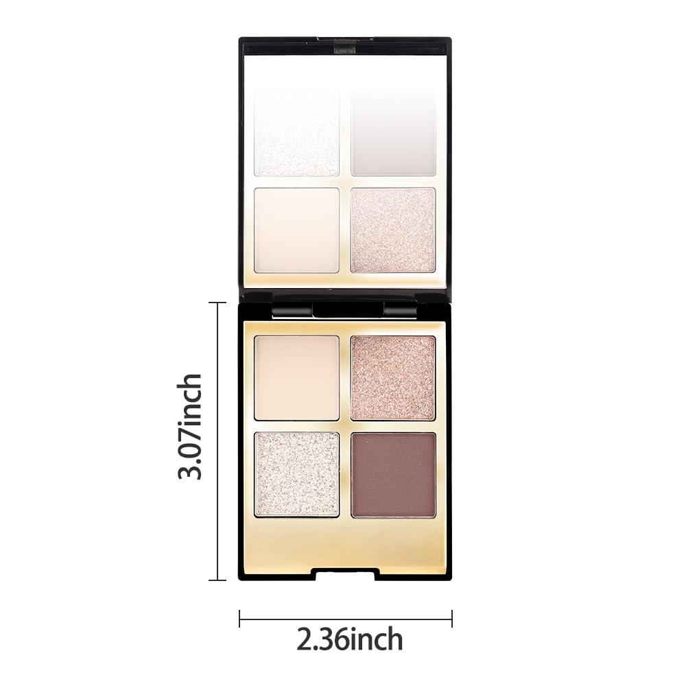 4 Colors Eyeshadow Makeup Palette,Nude Rose Gold Brown Natural Neutral Nude Eye Shadow Palette with Mirror,Long Lasting Naturing-Looking,Waterproof,Travel Size-BrightBean Baby