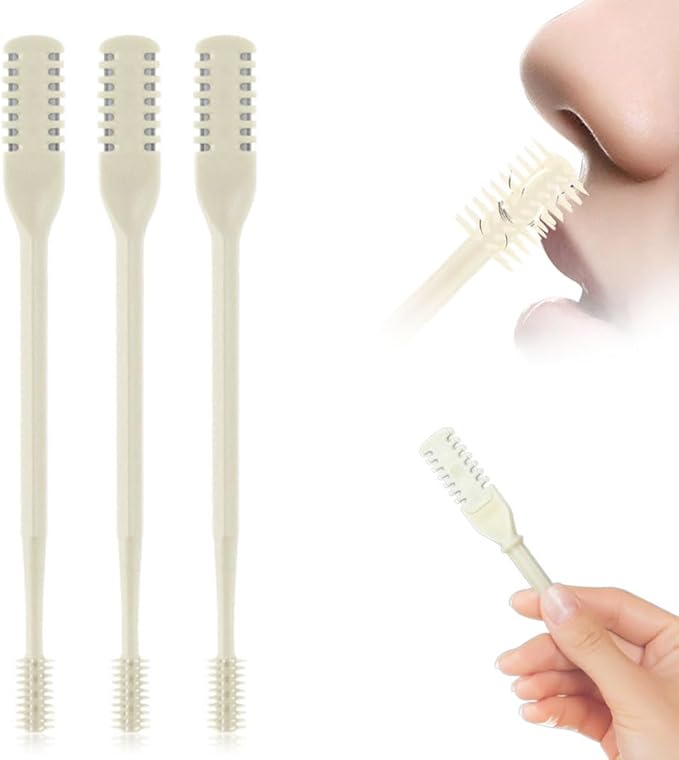 Nasal Hair Cutter, 2025 Upgraded Double Sided Noses Hairs Knife, 360° Rotating Portable Manual Nose Hair Trimmer, Noses Hairs Remover for Women Men Travel Essentials (Beige, 3 Pcs)-BrightBean Baby