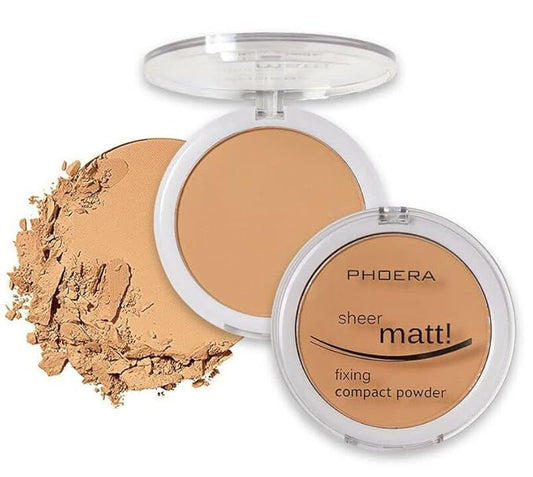 AQUAPURITY - PHOERA Sheer Matte Fixing Powder Makeup Base Fixer Setting Powder Foundation Fixing Compact Pressed Powder Long Lasting Make Up Fixer Skin Vitamin E Beauty Blender (205 Golden Beige…)-BrightBean Baby