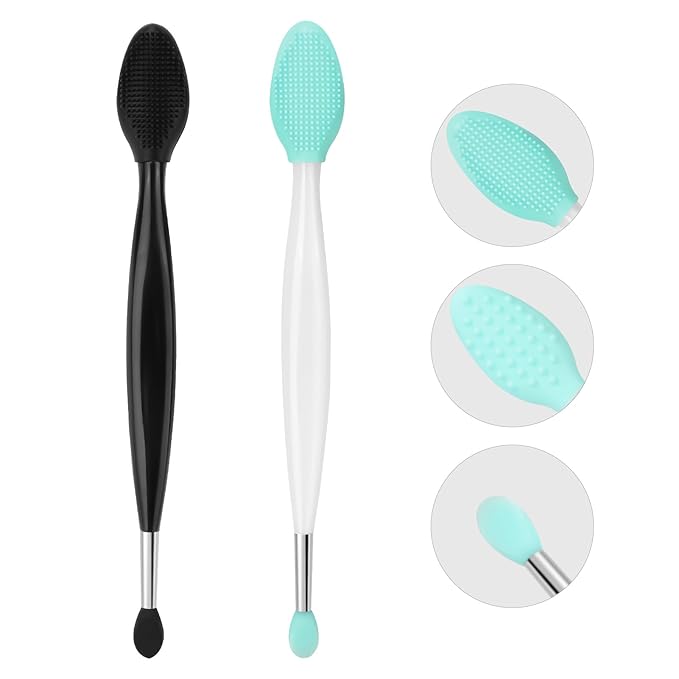 Unaone Lip Scrub Brush - 3 PCS Dual-ended Lip Scrubber Exfoliator and Silicone Lip Brush, 3-in-1 Silicone Lip Scrub Tool Lip Mask Applicator, Gentle Exfoliator & Applicator for Soft-BrightBean Baby
