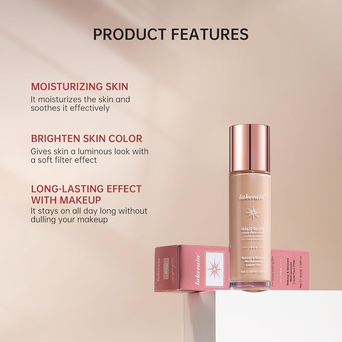 Halo Glow Liquid Face Filter, Complexion Booster For A Glowing, Soft-Focus Look, Infused With Hyaluronic Acid, Vegan & Cruelty-Free 1.06 OZ/31.5ml -08-BrightBean Baby