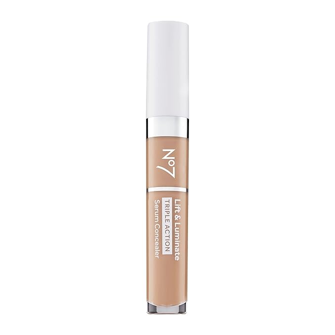 No7 Lift & Luminate Triple Action Serum Concealer - Medium - Anti Aging Liquid Concealer Makeup for Blemishes & Dark Circles - Medium to Full Coverage Concealer for Face (8ml)-BrightBean Baby