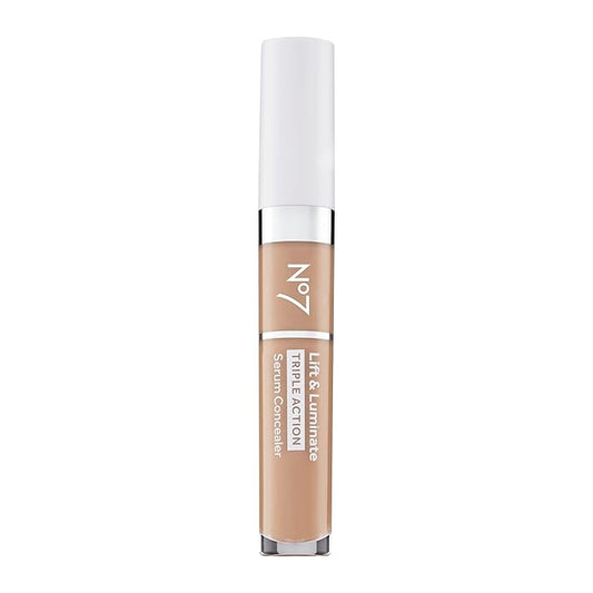 No7 Lift & Luminate Triple Action Serum Concealer - Medium - Anti Aging Liquid Concealer Makeup for Blemishes & Dark Circles - Medium to Full Coverage Concealer for Face (8ml)-BrightBean Baby
