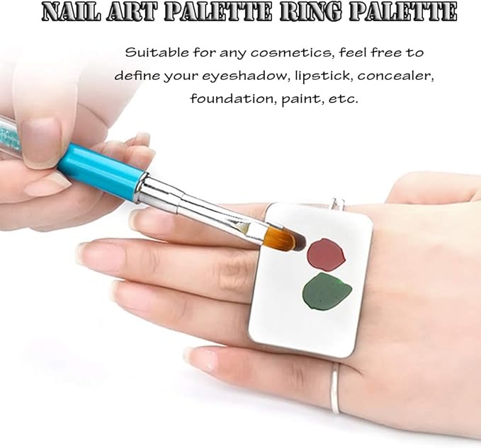 AKOAK 2 Pcs Stainless Steel Square Palette Mini Ring Makeup Palette Nail Blur Painting Tools DIY Nail Art can be Used for Eye Shadow Eyelash Pigment Mix-BrightBean Baby