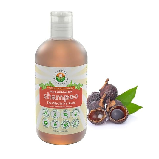 Natural Shampoo for Oily Hair & Scalp - Organic, Raw & Wildcrafted with Probiotics, Hypoallergenic & Sulfate Free Herbal Shampoo for Oil Control, Dandruff, Seborrheic Dermatitis - 9 Oz, Original-BrightBean Baby