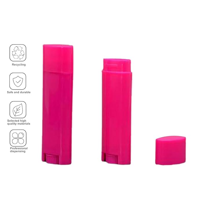 5ml 50Pcs Empty Oval Deodorant Lip balm Tubes Containers Twist-up Refillable Containers for Lipstick,Chapstick,Homemade Lip balm,DIY Deodorants(Hot Pink)-BrightBean Baby
