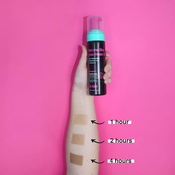 b.tan Dark Self Tanner Mousse | Tan Me Like You Mean It - Dark, 1 Hour Express Sunless Tanner Foam, Bronzing Glow, No Fake Tan Smell, Face & Body, Vegan, Cruelty & Paraben Free, 6.7 Fl Oz-BrightBean Baby