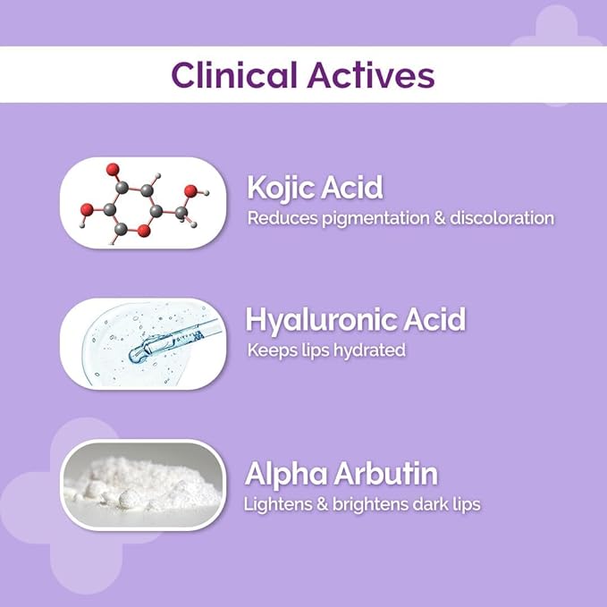 1% Kojic Acid Lip Balm With Alpha Arbutin & Hyaluronic Acid, SPF 30 PA++ for Dark & Pigmented Lips - 4g-BrightBean Baby