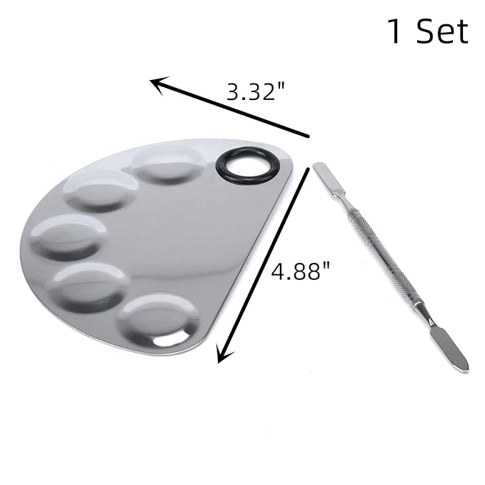 Stainless Steel Professional Beauty Palette,Large Square and Half Moon Color Palette，Silver，with Color Stick,1 SET-BrightBean Baby