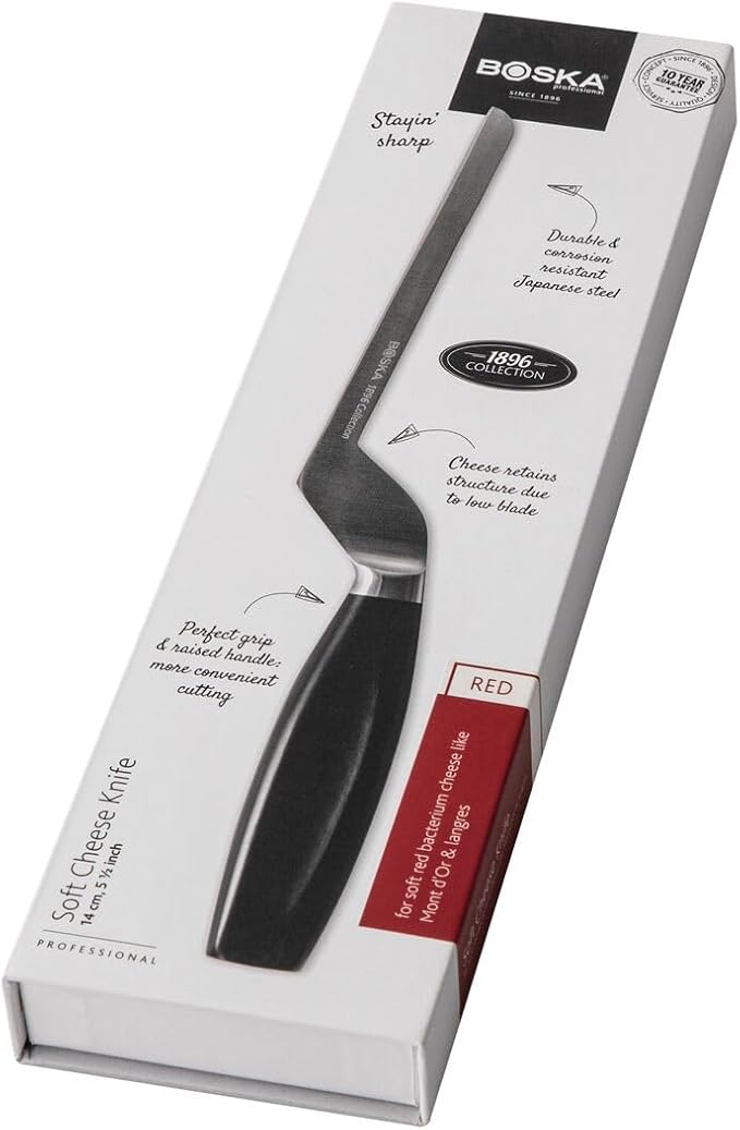 BOSKA Premium Soft cheese knife Red - Professional cheese cutter - 140 mm - Cheese Knife - Full tang - For soft cheese - Premium Quality - HACCP knife - 1896 Collection