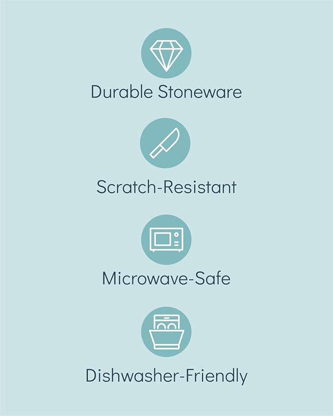 Stoneware dinnerware set 8 persons 32 pcs – Matte black style plates and bowls set – Dishwasher and microwave safe – Bowl and plate set – Dinner service Pure Living Interior Design