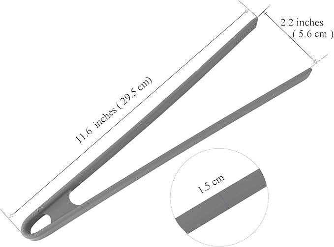 1Pcs Silicone Toaster Tong, 11.6 Inch Long Silicone Kitchen Tong for Toaster Cooking Utensil Bread Waffle Tong Food Tweezer Grey Toast Tong for Cooking Serving Bacon Salad Fruit Food, SATONBEYI