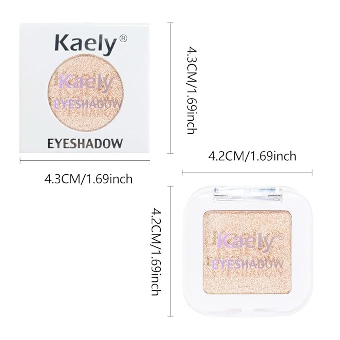 Kaely Pressed Single Eyeshadow Makeup, Light Nude Brown Shimmer Highly Pigmented Monochrome Eye Shadow Palette, Waterproof Neutral Powde Mini Eyeshadow, sombras para ojos, Lightweight Blendable, 20-BrightBean Baby