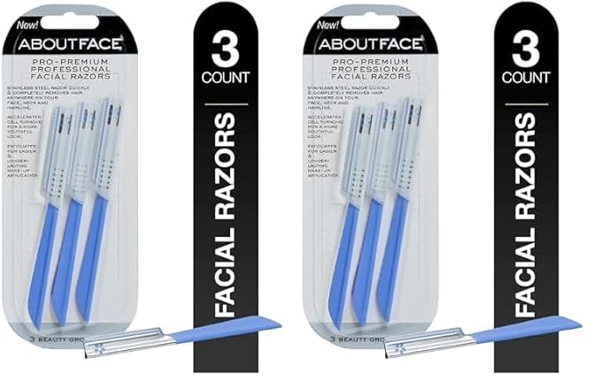 About Face Pro-Premium Facial Razors - 3 Beauty Groomers for Hair Removal, Ideal for Shaving, Exfoliating, Dermaplaning and Brow Shaping, Japanese Stainless Steel Gently Removes Facial Hair-BrightBean Baby
