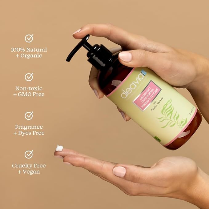 Aleavia Grapefruit Lemongrass Prebiotic Body Lotion – Lightly Scented, All-Natural Moisturizing Body Lotion with Organic Essential Oils – 12 Oz-BrightBean Baby