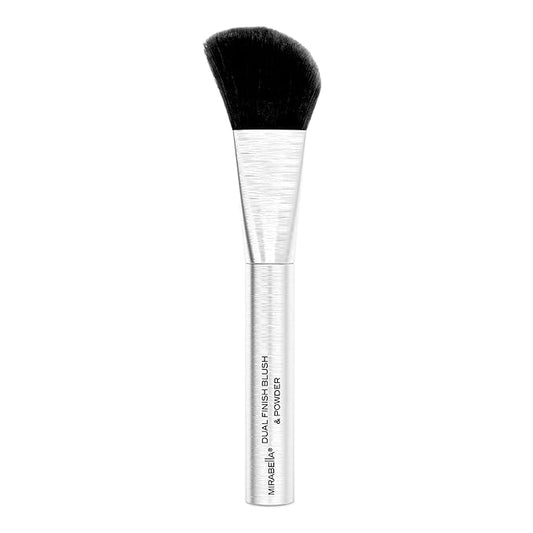 Mirabella Dual Finish Blush & Powder Brush – Angled Vegan Makeup Brush for Cheeks, Super-Soft Synthetic Bristles, Weighted Aluminum Handle, Cruelty-Free, Professional Quality-BrightBean Baby