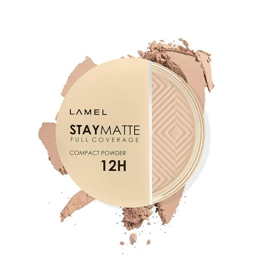 Lamel Stay Matte Compact Powder - Light Natural Coverage - Universal Neutral Undertone - Cruelty Free - Cool Ivory N.402-BrightBean Baby