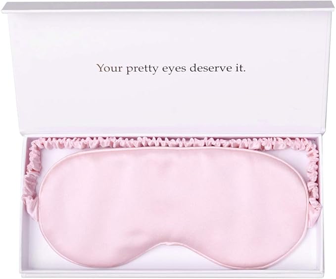 Silk Sleep Mask Light Blocking Luxury 100% Mulberry 19mm Silk Eye Mask Eye Cover Blindfold Ultra Soft Light & Comfy Anti Aging Skin Care with Travel Bag Gift Package-BrightBean Baby