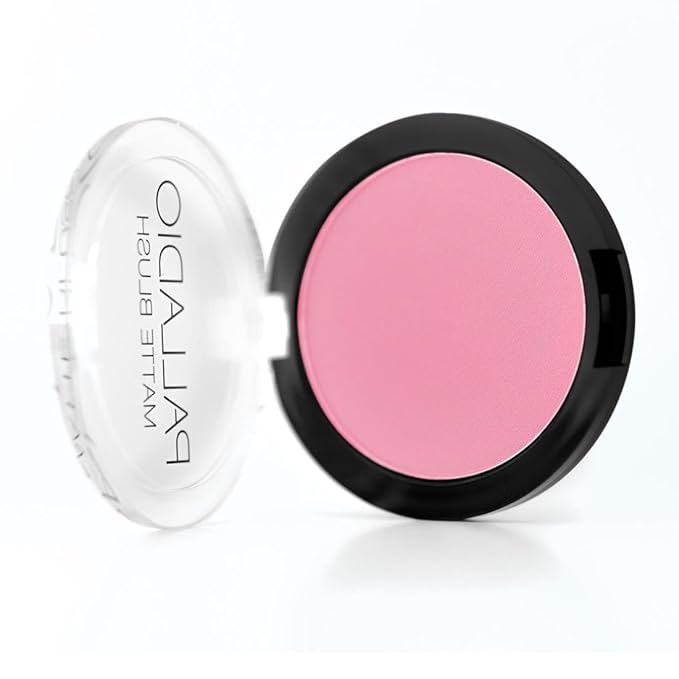 Palladio Matte Blush, Brushes onto Cheeks Smoothly, Soft Matte Look and Even Finish, Flawless Velvety Coverage, Effortless Blending Makeup, Flatters the Face, Convenient Compact, Berry Pink-BrightBean Baby