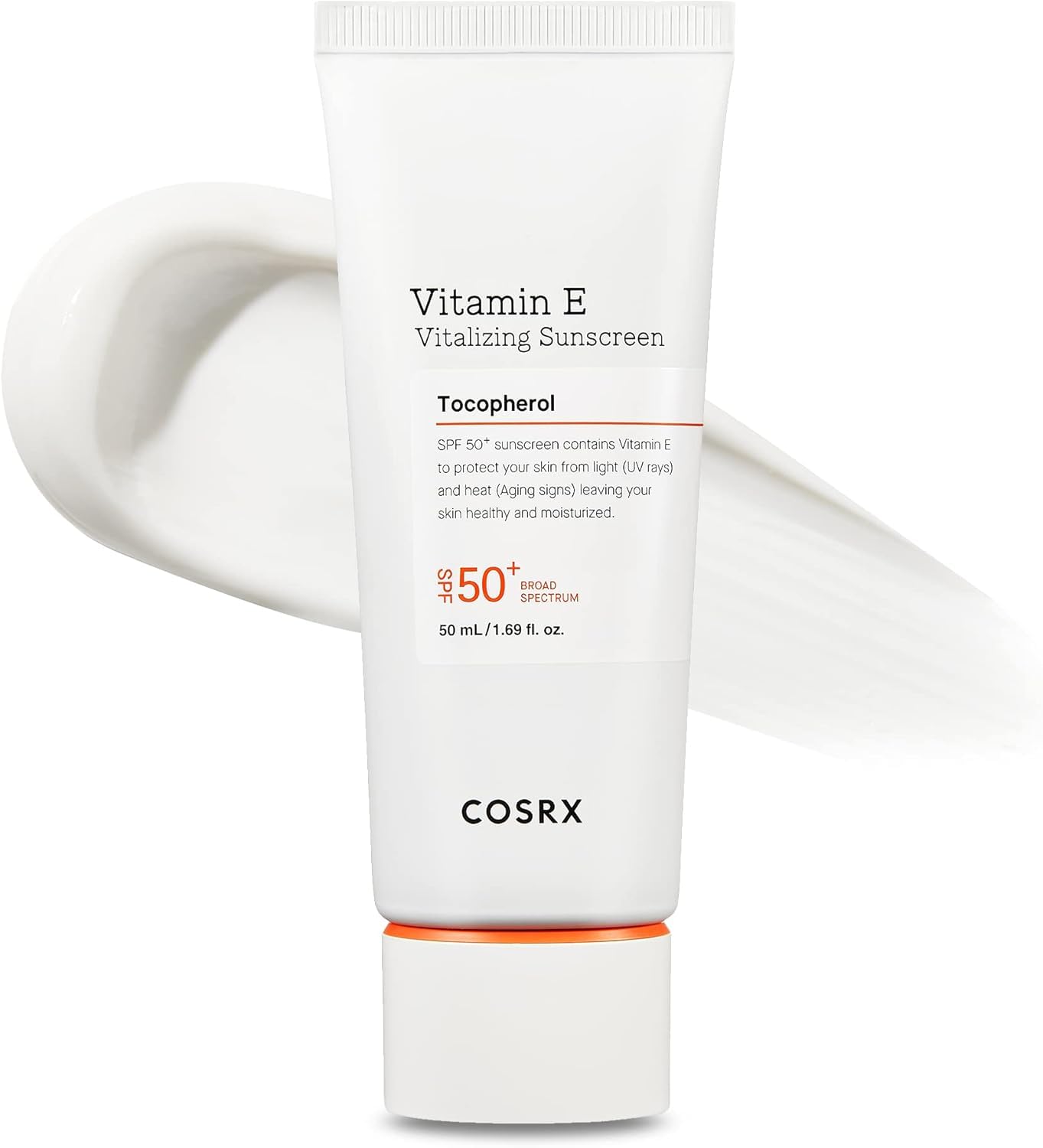 COSRX Vitamin E Vitalizing Face Sunscreen SPF 50, 1.69 fl oz, SPF Moisturizer, Lightweight under Makeup, Travel Essentials, Summer Essentials, Korean Skin Care, Korean Sunscreen for Face-BrightBean Baby