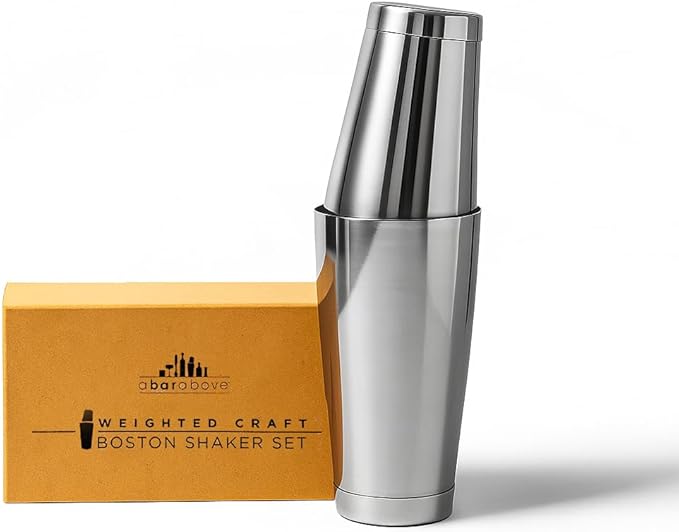 A Bar Above Professional Boston Shakers Set 18 oz Weighted Stainless Steel Cocktail Shaker Set for Bartenders, Premium 304 Steel Bar Shaker, Essential Bartending Tools for Mixing Drinks