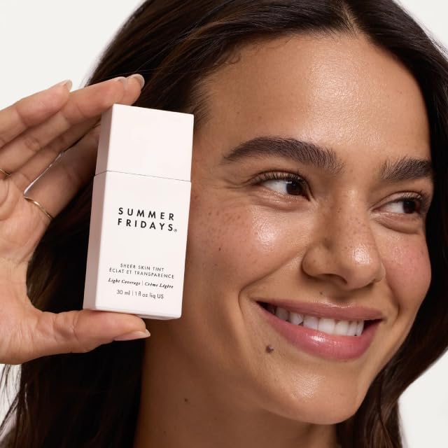 Summer Fridays Sheer Skin Tint - Skin Tint with Hyaluronic Acid - Helps Diminish Uneven Skin Tone - Sheer to Light Coverage - Shade 5 - Medium with Warm Neutral Undertones (1 Fl Oz)-BrightBean Baby