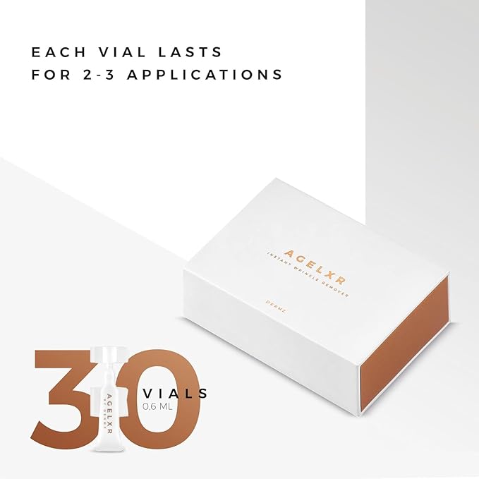 AGELXR - Instant Wrinkle Remover - Quickly Tightens Wrinkles, Fine Lines and Diminishes Puffy Eyes. Instant Facelift Serum - Anti-Aging Formula with Argireline® (30 Vials)-BrightBean Baby
