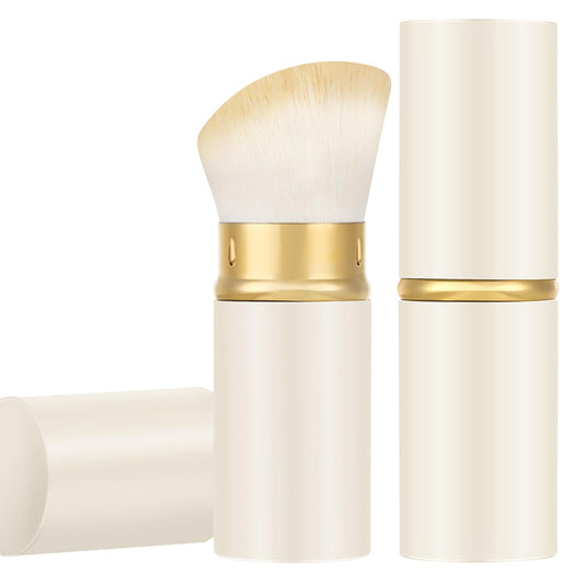 Falliny Retractable Kabuki Makeup Brush, Travel Powder Blush Brush Foundation Makeup Brush with Cover for Blush, Sunscreen,Bronzer, Buffing, Concealer,Highlighter, Powder Cosmetics-BrightBean Baby