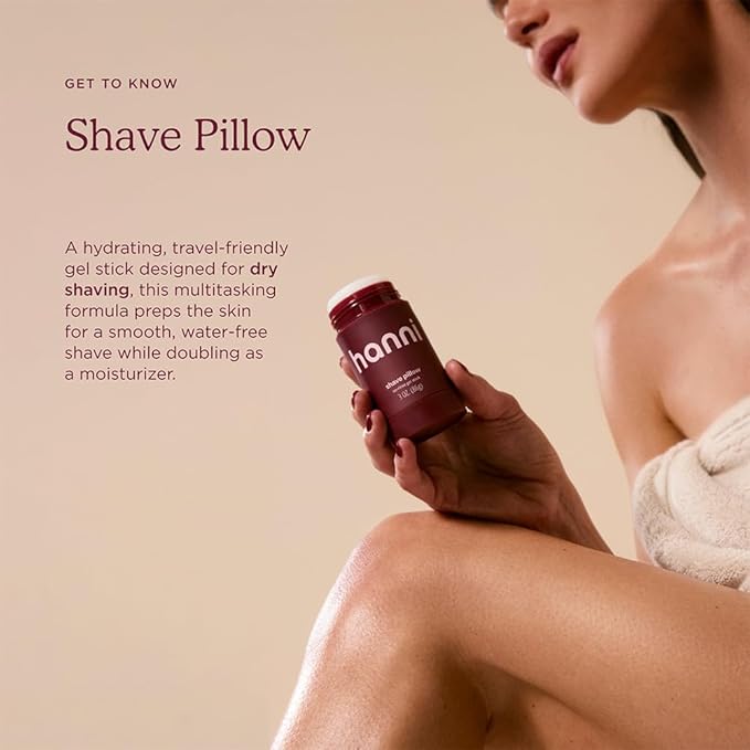 HANNI Shave Pillow, Shaving Gel for Women and Men, Hair Removal Products for Pubic, Body Hair or Legs, In-Shower/Waterless Razor, Travel Friendly Skin Care Moisturizer, Women's Grooming, 3 oz-BrightBean Baby
