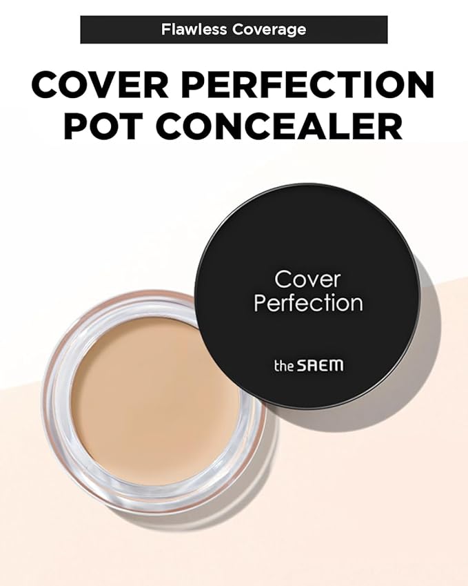 THESAEM Cover Perfection Pot Concealer #0.5 Ice Beige - High Adherence & Coverage Balm, Conceals Blemish & Acne Spots, Matte Finish Sebum Control for Oily and Combination Skin-BrightBean Baby